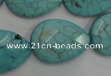 CWB506 15.5 inches 18*25mm faceted flat teardrop howlite turquoise beads