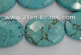 CWB516 15.5 inches 18*25mm faceted oval howlite turquoise beads