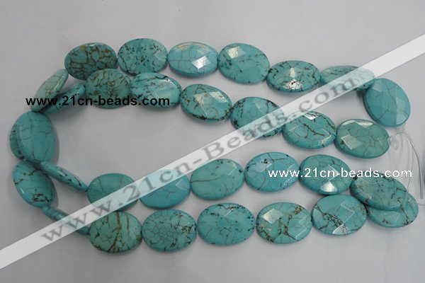 CWB516 15.5 inches 18*25mm faceted oval howlite turquoise beads