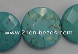 CWB528 15.5 inches 25mm faceted oval howlite turquoise beads