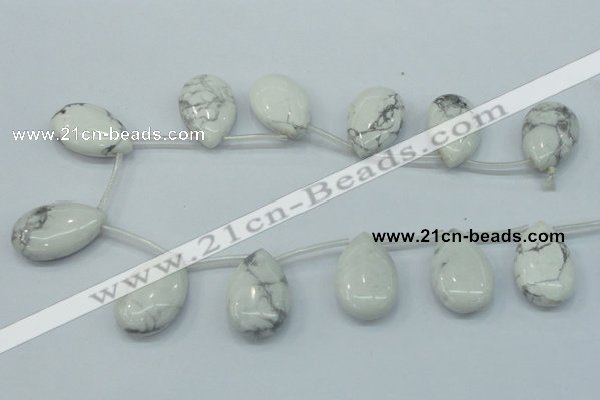 CWB54 20*30mm top-drilled teardrop natural white howlite gemstone beads