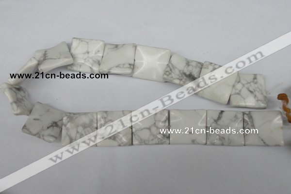 CWB62 15.5 inches 25*25mm wavy square natural white howlite beads