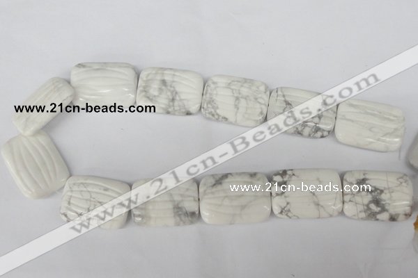 CWB63 15.5 inches 25*35mm carved rectangle natural white howlite beads