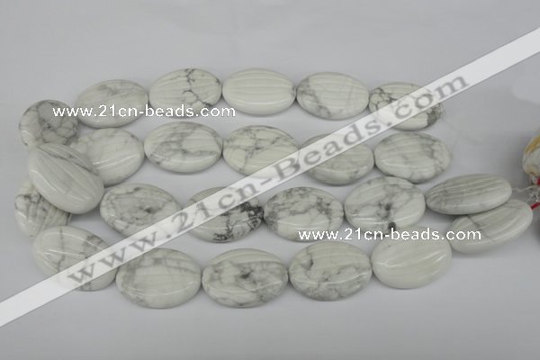 CWB69 15.5 inches 25*35mm carved oval natural white howlite beads