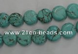 CWB701 15.5 inches 10mm flat round howlite turquoise beads