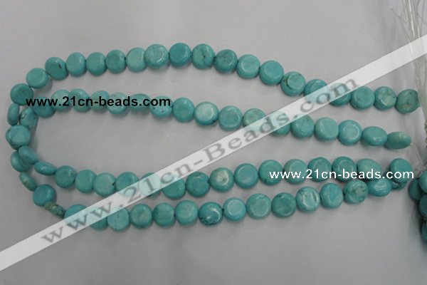 CWB702 15.5 inches 11mm flat round howlite turquoise beads