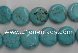 CWB703 15.5 inches 12mm flat round howlite turquoise beads