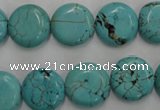 CWB704 15.5 inches 14mm flat round howlite turquoise beads