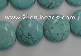 CWB706 15.5 inches 18mm flat round howlite turquoise beads