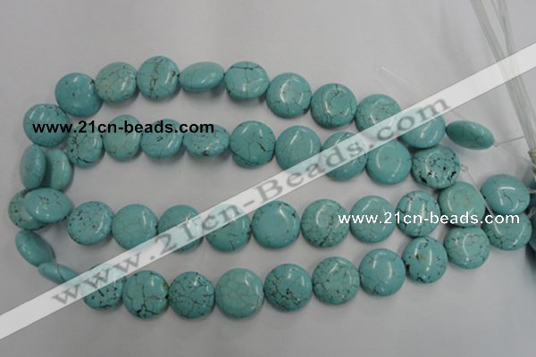 CWB706 15.5 inches 18mm flat round howlite turquoise beads