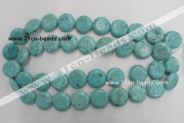 CWB707 15.5 inches 20mm flat round howlite turquoise beads