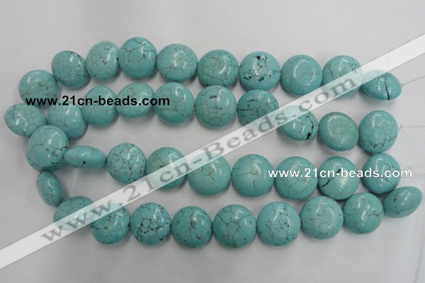 CWB710 15.5 inches 20mm flat round howlite turquoise beads