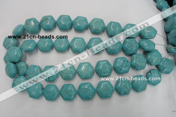 CWB712 15.5 inches 18*20mm hexagon howlite turquoise beads