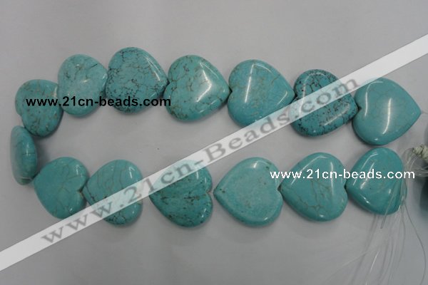 CWB720 15.5 inches 30*30mm heart howlite turquoise beads wholesale