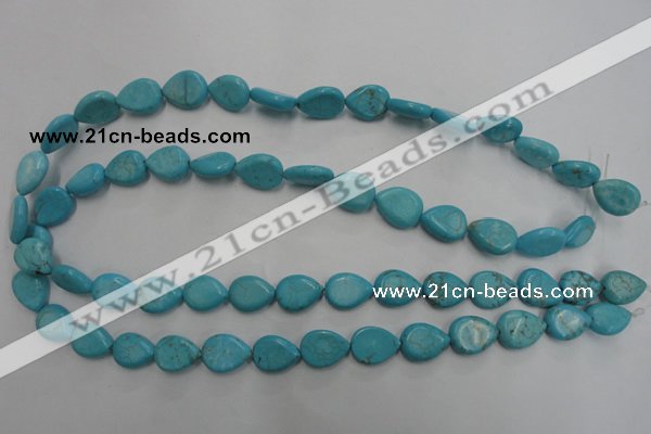 CWB722 15.5 inches 10*14mm flat teardrop howlite turquoise beads