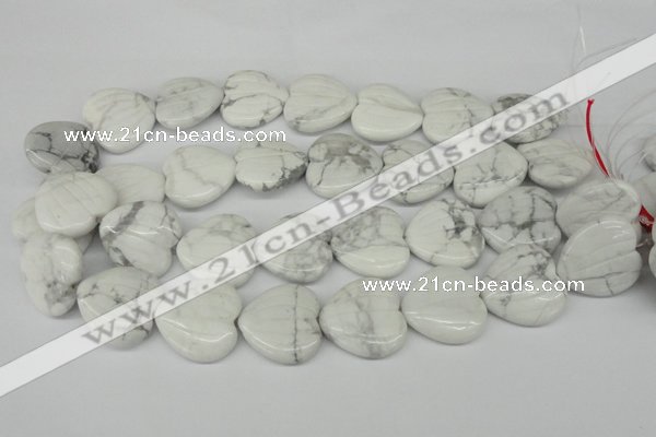 CWB74 15.5 inches 26*26mm carved heart natural white howlite beads