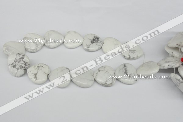 CWB76 15.5 inches 30*30mm heart natural white howlite beads