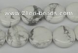 CWB77 15.5 inches 16mm flat round natural white howlite beads