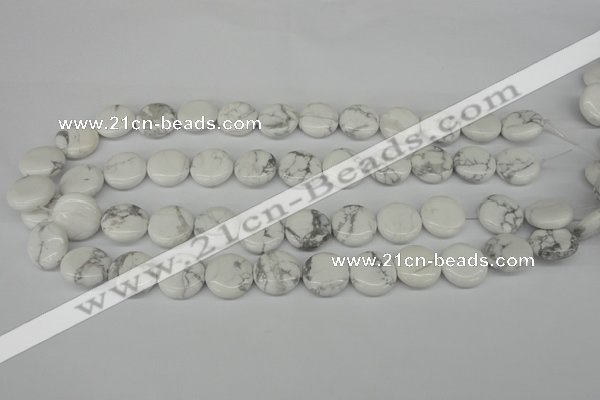 CWB77 15.5 inches 16mm flat round natural white howlite beads