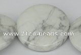 CWB78 15.5 inches 40mm flat round natural white howlite beads