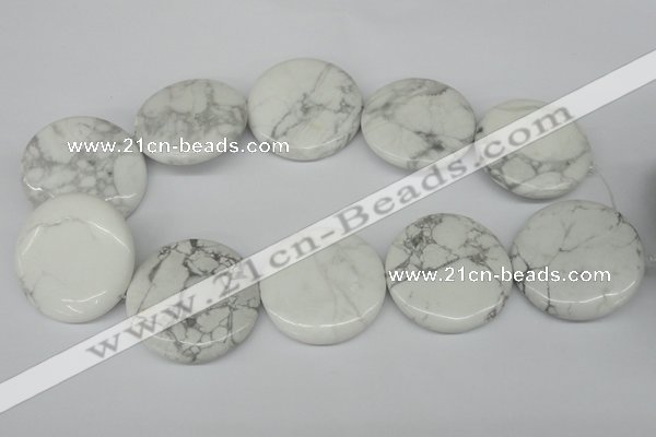 CWB78 15.5 inches 40mm flat round natural white howlite beads