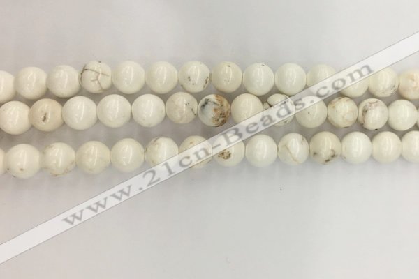 CWB802 15.5 inches 8mm round white howlite turquoise beads