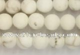 CWB811 15.5 inches 4mm round matte white howlite turquoise beads