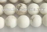 CWB812 15.5 inches 6mm round matte white howlite turquoise beads