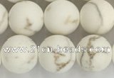 CWB814 15.5 inches 10mm round matte white howlite turquoise beads