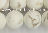 CWB815 15.5 inches 12mm round matte white howlite turquoise beads