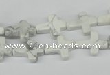 CWB88 15.5 inches 12*15mm cross natural white howlite beads