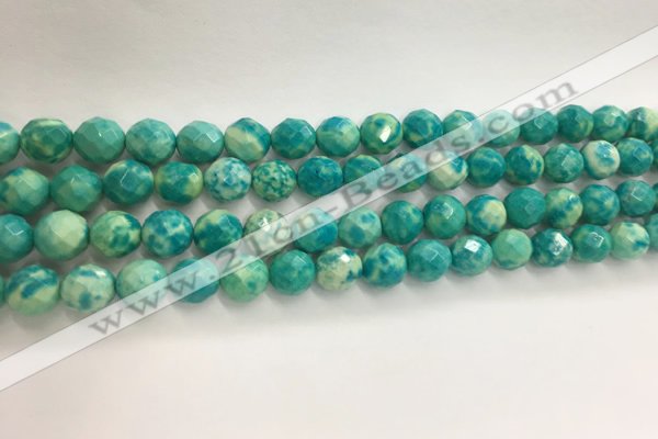 CWB880 15.5 inches 4mm faceted round howlite turquoise beads