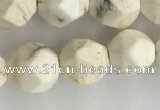 CWB886 15.5 inches 8mm faceted nuggets white howlite turquoise beads