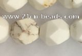 CWB887 15.5 inches 10mm faceted nuggets white howlite turquoise beads