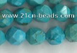 CWB889 15.5 inches 6mm faceted nuggets howlite turquoise beads