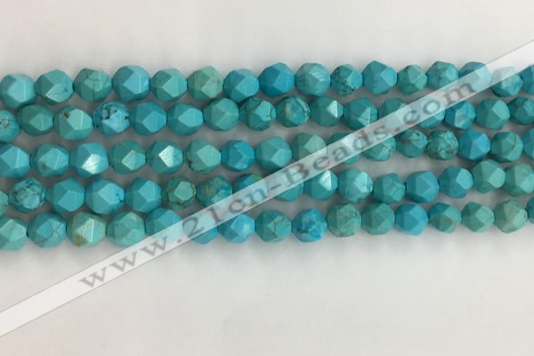 CWB889 15.5 inches 6mm faceted nuggets howlite turquoise beads