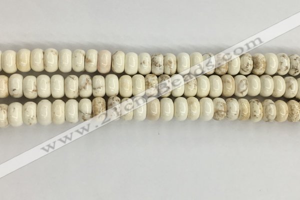 CWB896 15.5 inches 5*8mm rondelle white howlite turquoise beads