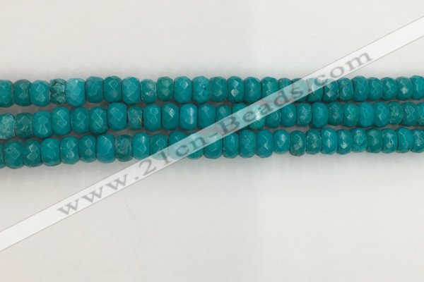 CWB903 15.5 inches 5*8mm faceted rondelle howlite turquoise beads