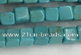 CWB909 15.5 inches 4*4mm cube howlite turquoise beads wholesale