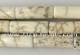 CWB914 15.5 inches 4*13mm tube white howlite turquoise beads