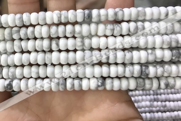 CWB917 15.5 inches 4*6mm rondelle white howlite turquoise beads