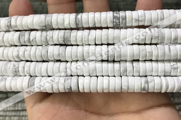 CWB922 15.5 inches 3*8mm heishi white howlite turquoise beads