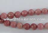 CWF01 15.5 inches 6mm faceted round pink wooden fossil jasper beads