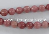 CWF02 15.5 inches 8mm faceted round pink wooden fossil jasper beads