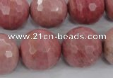 CWF08 15.5 inches 20mm faceted round pink wooden fossil jasper beads