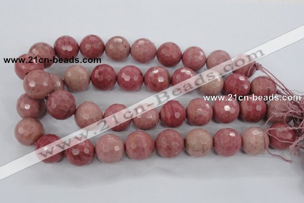 CWF08 15.5 inches 20mm faceted round pink wooden fossil jasper beads