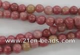 CWF11 15.5 inches 6mm round pink wooden fossil jasper beads wholesale