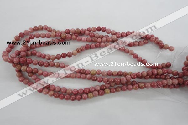 CWF11 15.5 inches 6mm round pink wooden fossil jasper beads wholesale