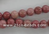 CWF12 15.5 inches 8mm round pink wooden fossil jasper beads wholesale