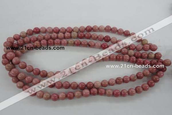 CWF12 15.5 inches 8mm round pink wooden fossil jasper beads wholesale